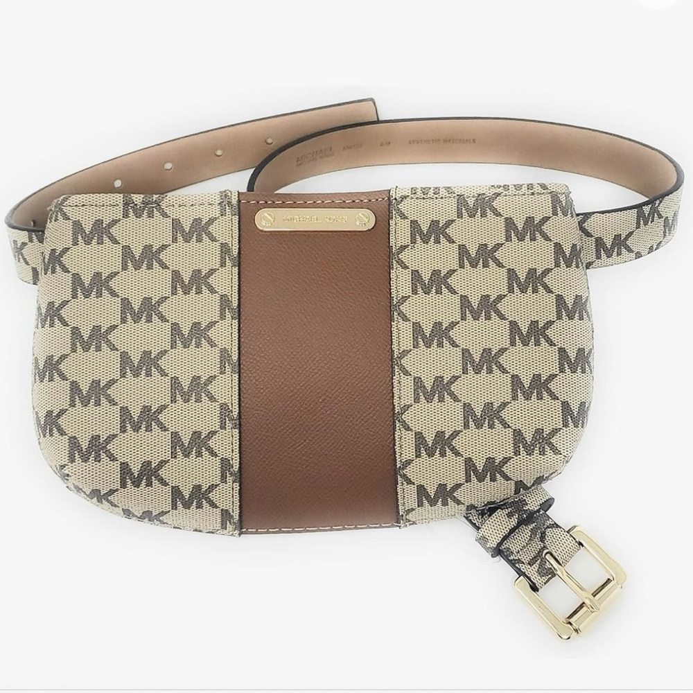 Michael Kors Tan Monogram Adjustable Belt Bag/Fanny Pack